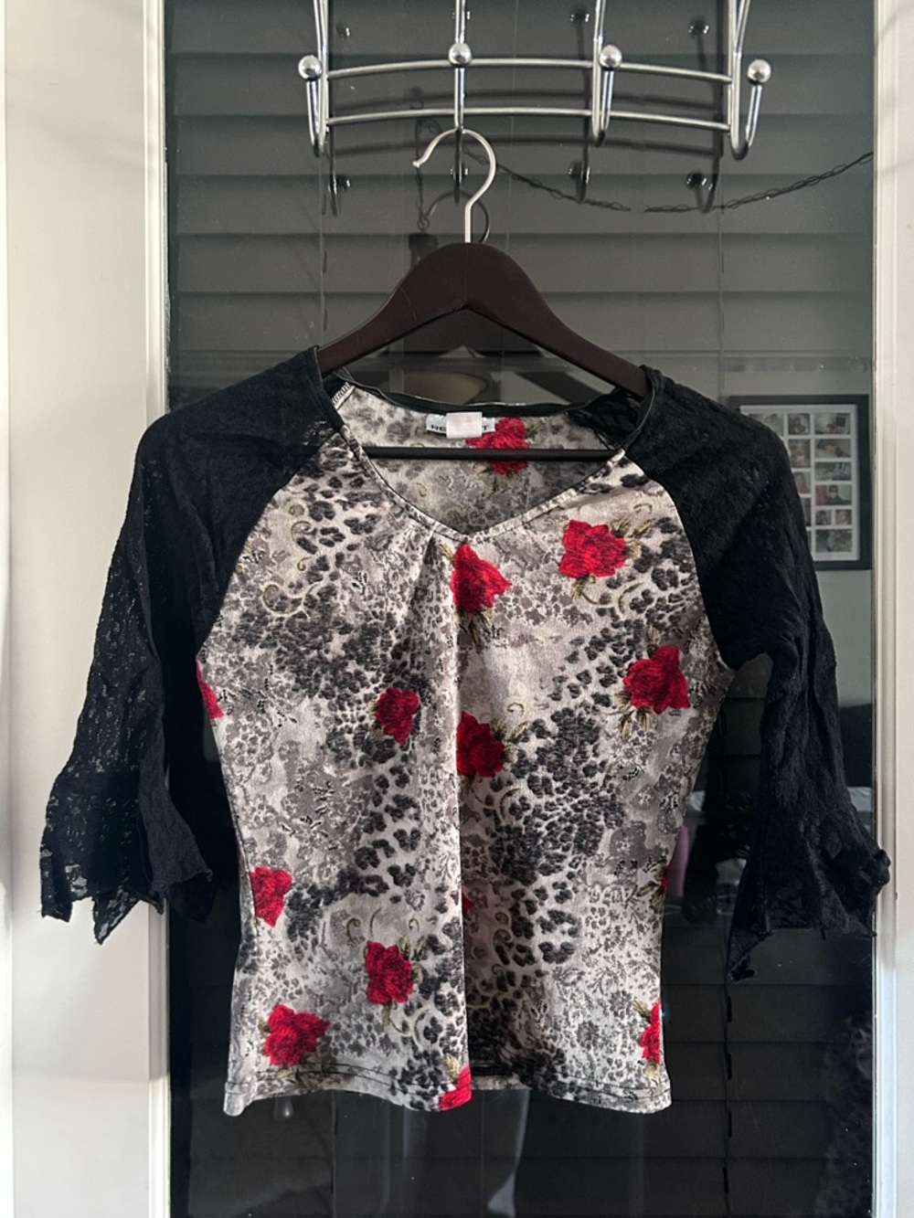 Whimsigoth Floral & Animal Print Lace Top